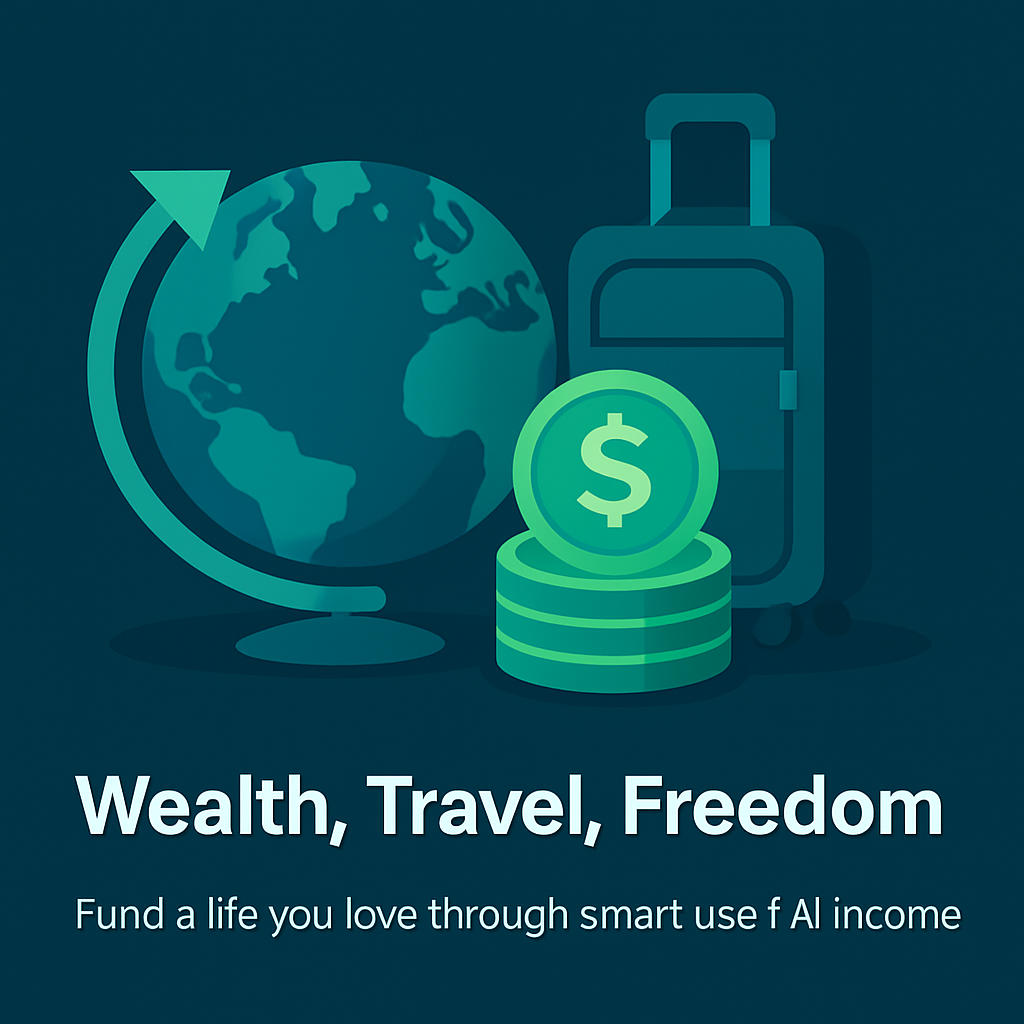 A flat-style digital banner showing abstract representations of travel, digital freedom, and automation, with charts and maps orbiting in the background